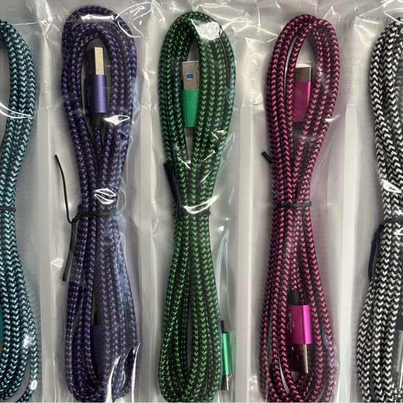 USB Type C 6’ Charging Cable 5-Pk Multicolored & 6-Pk Double ISB Wall Chargers - Picture 5 of 6